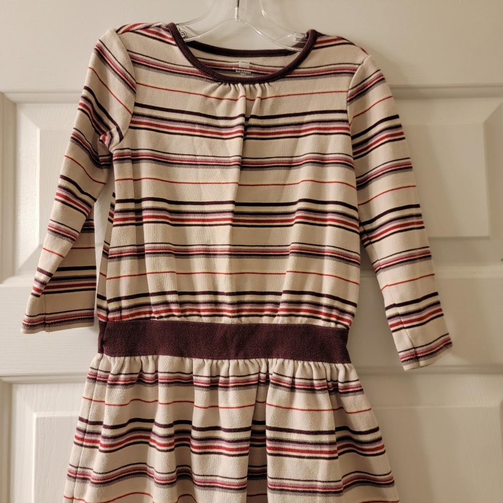 Tea Collection Kids Dress with Burgundy and Cream Stripes